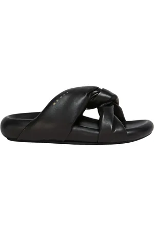 Marni Schoenen, Dames, Zwart, 36 EU, Leer, Bubble sandalen met gedraaide band van leer