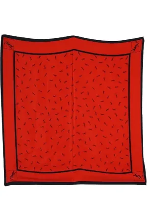 Saint Laurent Pre-owned, Dames, Rood, ONE Size, Pre-owned Silk scarves