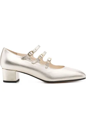Carel Schoenen, Dames, Geel, 38 EU, Gouden Gesp Pumps met Lage Hak