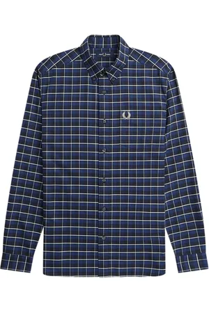 Fred Perry Overhemden, Heren, Blauw, M, Katoen, Clic Button Shirt