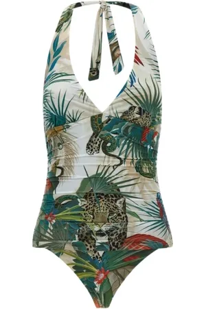 Roberto Cavalli Badkleding, Dames, Groen, L, Eendelig Badpak met Jungleprint