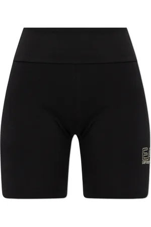 EA7 Korte broeken, Dames, Zwart, S, Katoen, Korte Leggings