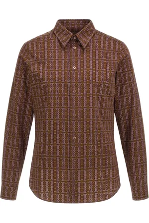 Roberto Cavalli Overhemden, Heren, Bruin, S, Katoen, Bruine Bedrukte Shirt Gemaakt in Italië