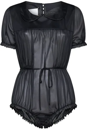Maison Margiela Tops, Dames, Zwart, S, Four-Stitch Ruched Bodysuit