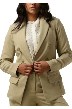 Summum Woman Jassen, Dames, Groen, L, Leer, Getailleerde Soft Foam Blazer