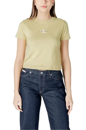Calvin Klein Tops, Dames, Geel, XS, Katoen, Gele Katoenen T-Shirt