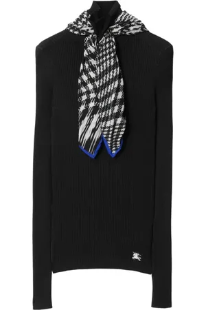 Burberry Truien, Dames, Zwart, S, Ribgebreide coltrui met sjaal