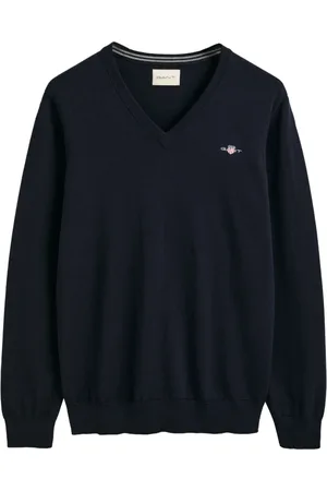 GANT Truien, Heren, Blauw, M, Katoen, V-Neck Trui