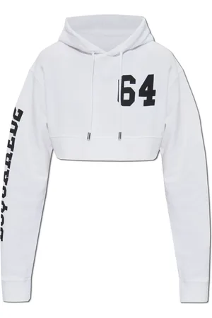 Dsquared2 Sweatshirts & Hoodies, Dames, Wit, XS, Katoen, Cropped Hoodie