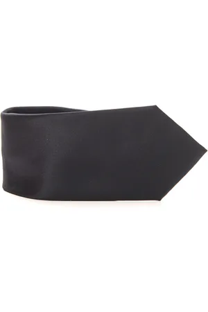 Emporio Armani Accessoires, Heren, Zwart, ONE Size, Zijden Logo Stropdas Effen Stijl
