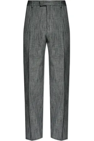 Salvatore Ferragamo Broeken, Heren, Grijs, M, Katoen, Gekreukte Tailored Broek