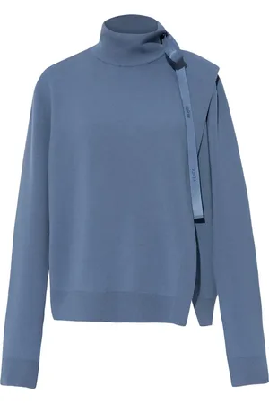 Fendi Truien, Dames, Blauw, S, Wol, Wollen coltrui