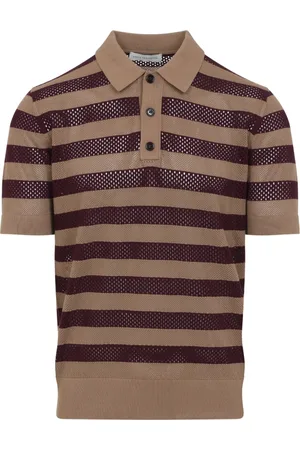 DRIES VAN NOTEN Tops, Heren, Bruin, M, Polyester, Mercy Stripe Polo