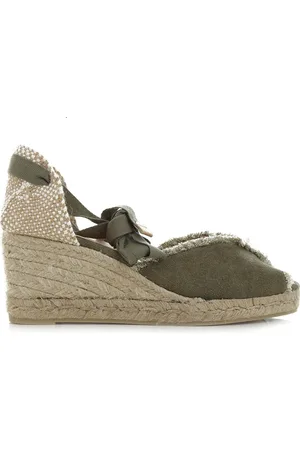 Castaner Schoenen, Dames, Groen, 38 EU, Katoen, Militair Groene Espadrille met Open Teen