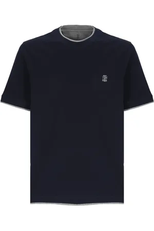 Brunello Cucinelli Tops, Heren, Blauw, XL, Katoen, T-shirt