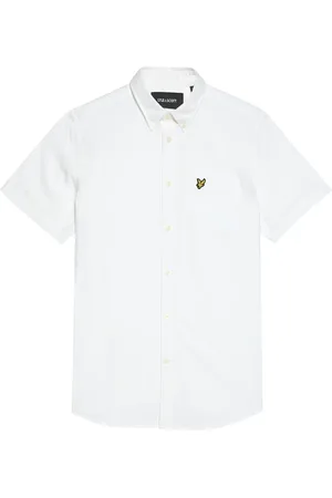 Lyle & Scott Overhemden, Heren, Wit, XS, Katoen, Oxford overhemd met korte mouwen