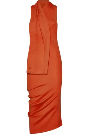 Fendi Kleedjes, Dames, Oranje, M, Katoen, Oranje Midi Jurk