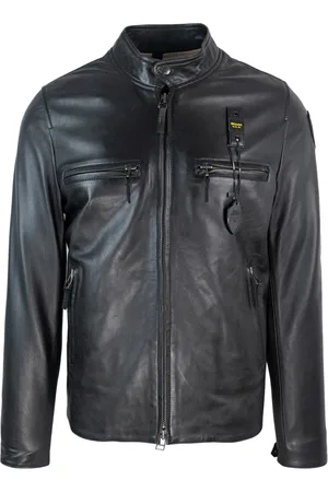 Blauer Jassen, Heren, Zwart, M, Leer, Zwarte Leren Ritsjas