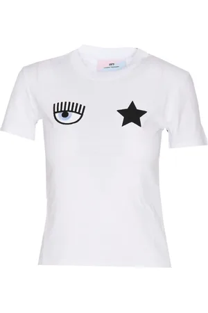 Chiara Ferragni Tops, Dames, Wit, S, Katoen, Eye Star Logo T-Shirt