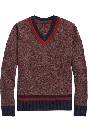 Brooks Brothers Truien, Heren, Veelkleurig, L, Wol, Wollen trui met V-hals en patroon