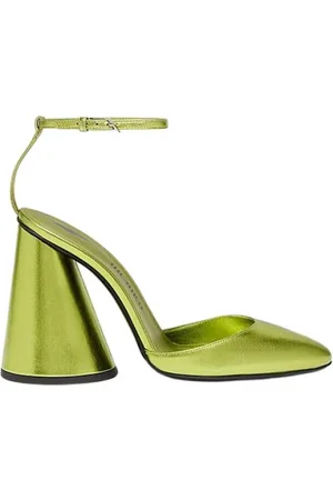 The Attico Schoenen, Dames, Groen, 36 EU, Leer, Luz Acid Gelamineerde Sandalen met Hak