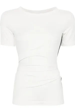 Y-3 Tops, Dames, Wit, XS, Wit Crew Neck Raglan Mouw T-shirt