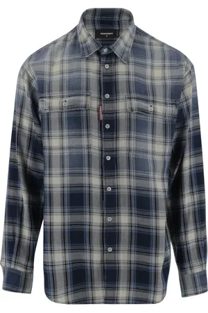 Dsquared2 Overhemden, Heren, Veelkleurig, XL, Katoen, Geruit katoenen overhemd met knopen
