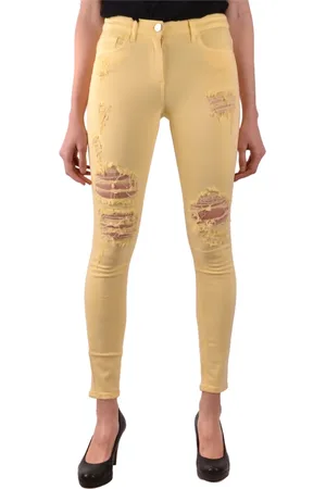 Elisabetta Franchi Jeans, Dames, Geel, W28, Katoen, High-Waisted Skinny Jeans