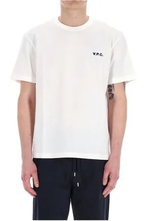 A.P.C. Tops, Heren, Wit, XL, Katoen, Witte Katoenen Boxy Fit T-shirt met Omgekeerd 