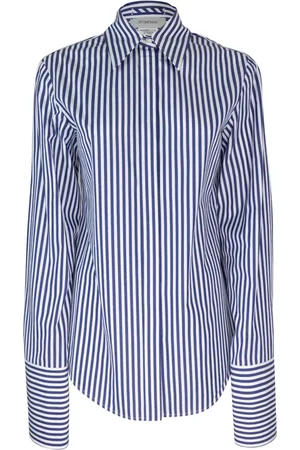 Sportmax Blouses & Shirts, Dames, Blauw, S, Katoen, Gestreepte katoenen overhemd
