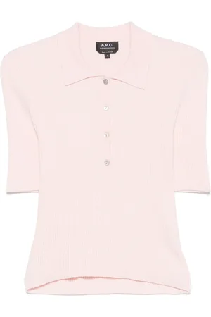 A.P.C. Tops, Dames, Roze, L, Katoen, Polo Shirt