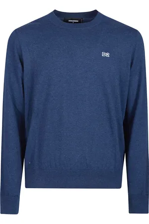 Dsquared2 Truien, Heren, Blauw, XL, Stijlvolle Gebreide Trui voor Mannen