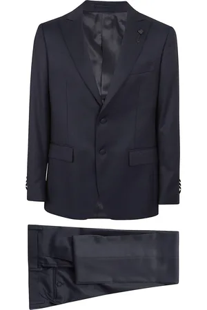 LARDINI Pakken, Heren, Zwart, L, Wol, Enkelrijig pak