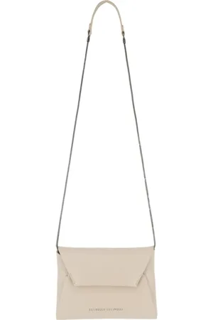 Brunello Cucinelli Tassen, Dames, , ONE Size, Leer, Leren Envelope Clutch met Sieraden Band