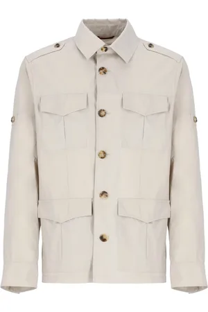 Brunello Cucinelli Jassen, Heren, , XL, Cotton Blend Jas met Kraag