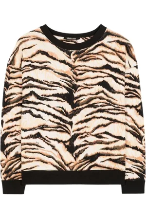 Roberto Cavalli Sweatshirts & Hoodies, Dames, Veelkleurig, M, Katoen, Freedom-Print Sweatshirt met Ronde Hals en Lange Mouwen