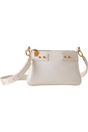 Borbonese Tassen, Dames, Wit, ONE Size, Leer, Armor Crossbody Kleine Leren Tas
