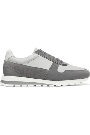 Brunello Cucinelli Schoenen, Heren, Grijs, 43 1/2 EU, Leer, Suede Panelled Sneakers