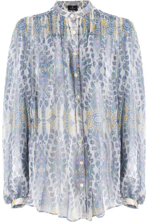 Etro Blouses & Shirts, Dames, Veelkleurig, 2Xs, Zijden Voile Blouse met Paisleyprint