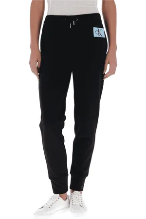Calvin Klein Broeken, Dames, Zwart, S, Denim, Sportieve Zwarte Denim Joggingbroek