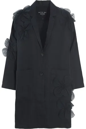 Bitte Kai Rand Mantels, Dames, Zwart, M, Polyester, Lazy Linen Jas met Tulle Bloemen