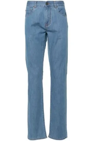 CANALI Jeans, Heren, Blauw, 2Xl, Katoen, Slim Mid-Rise Jeans met Logopatch