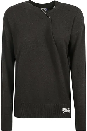 Burberry Truien, Dames, Zwart, S, Kasjmier, Rondgebreide trui