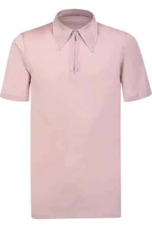 Maison Margiela Tops, Dames, Roze, S, Asymmetrische Polo Shirt met Rits