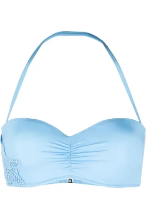 ERMANNO SCERVINO Ondergoed, Dames, Blauw, M, Blauwe Bandeau Bikinitop met Ruches