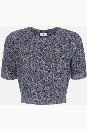 Elisabetta Franchi Truien, Dames, Grijs, M, Stijlvolle Gebreide Top