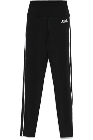 Sporty & Rich Broeken, Dames, Zwart, S, Nylon, Zwarte sportlegging met logo-borduursel