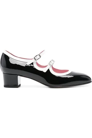 Carel Schoenen, Dames, Zwart, 38 1/2 EU, Leer, Zwarte leren schoenen met dubbele gesp