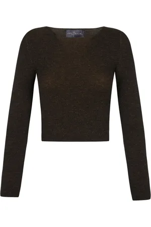 Cortana Truien, Dames, Bruin, L, Kasjmier, Bruine Cashmere Melange Top met Lange Mouwen