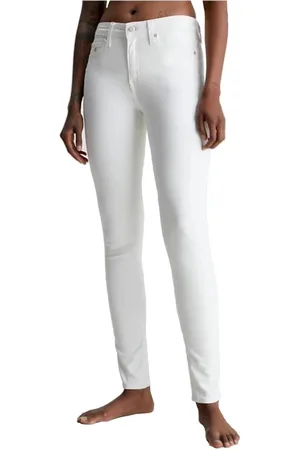 Calvin Klein Broeken, Dames, Wit, W25 L32, Mid Rise Skinny Broek